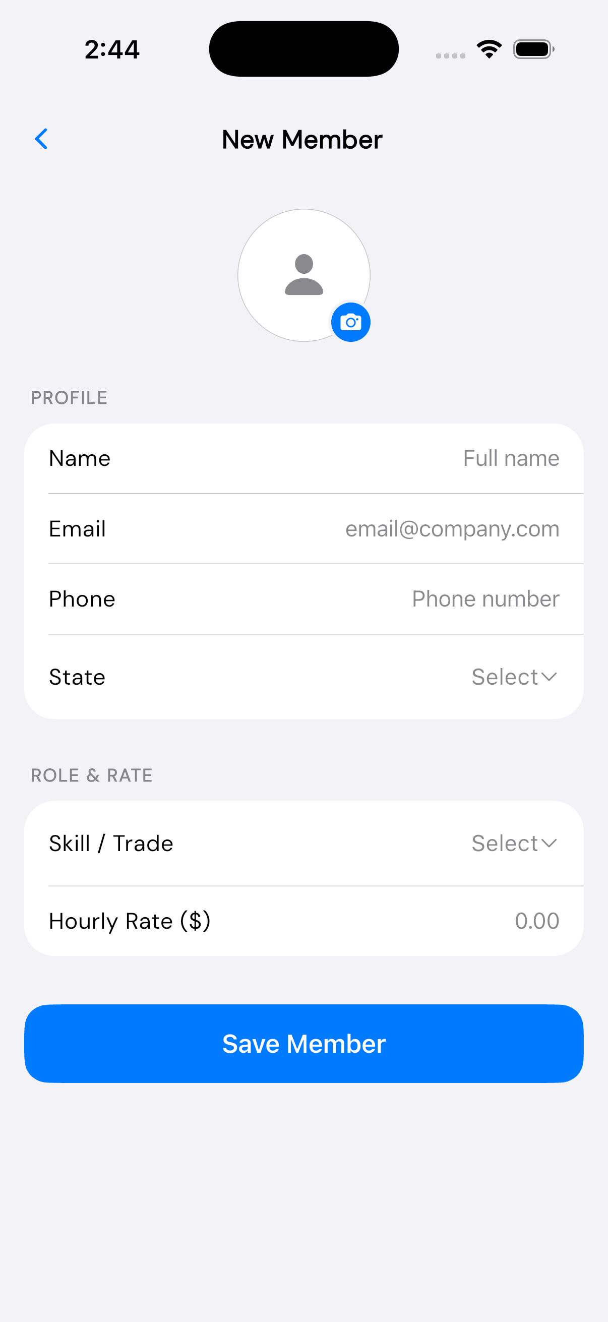 Adding a new team member in InvoiceGo